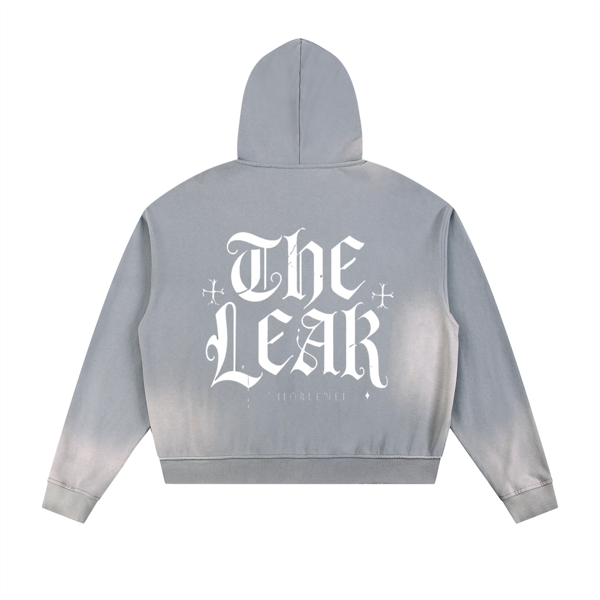 Sun Fade Frayed Raw Edge Fleece Zip Hoodie