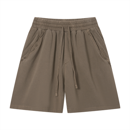 Unisex Vintage Wash Raw Edge Shorts