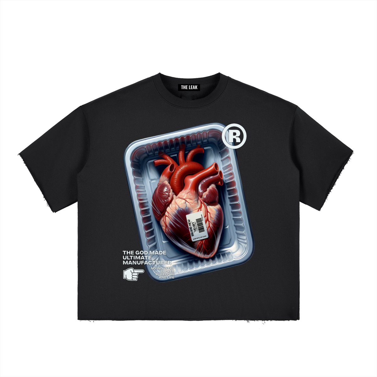 Boxy Half-Sleeve Raw-Edge T-Shirt