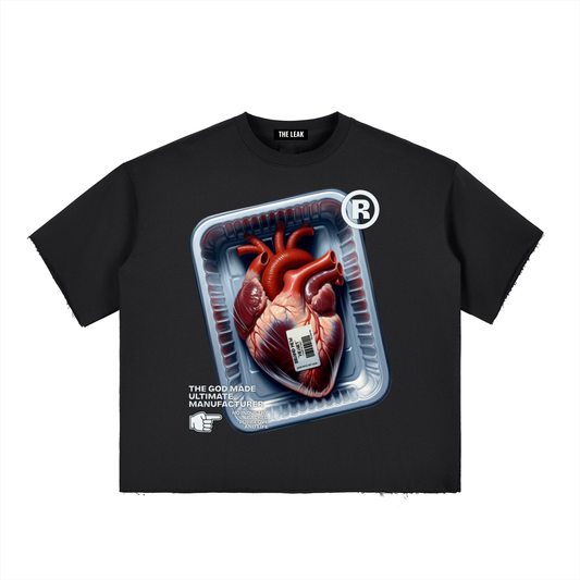 Boxy Half-Sleeve Raw-Edge T-Shirt