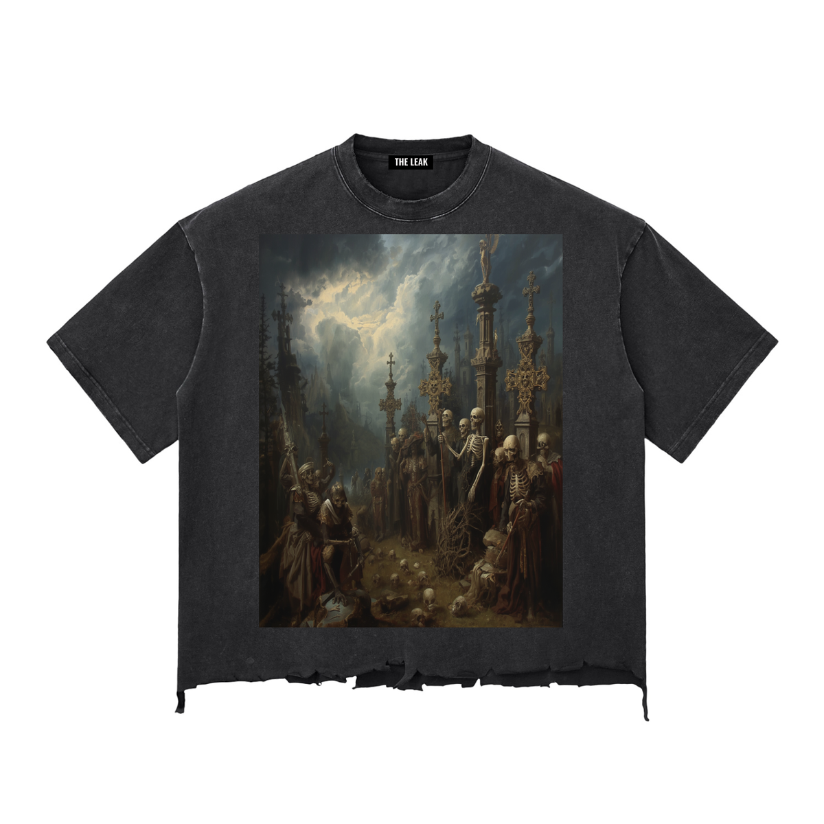 Snow Wash Raw-Hem Boxy T-shirt