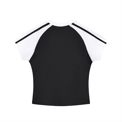 Contrast Stripes Bodycon Raglan  Sleeve T-Shirt