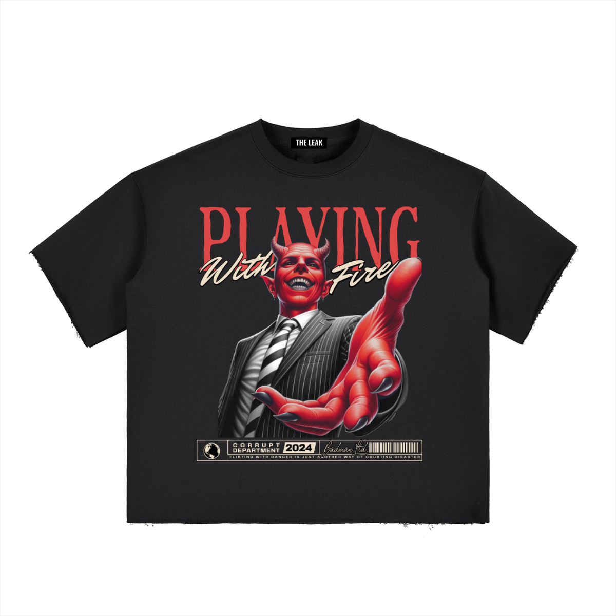 Boxy Half-Sleeve Raw-Edge T-Shirt