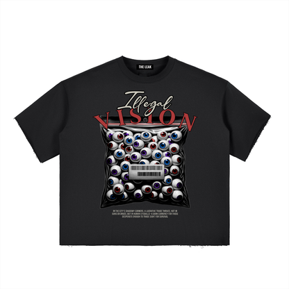 Boxy Half-Sleeve Raw-Edge T-Shirt