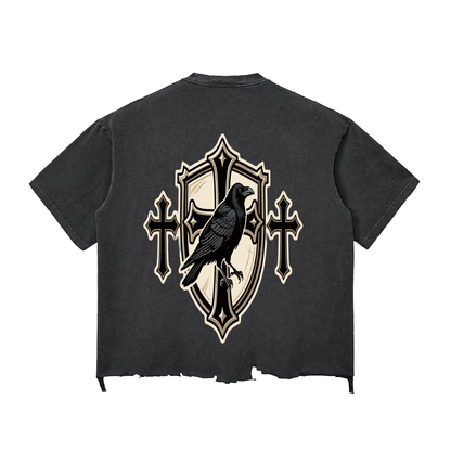 Snow Wash Raw-Hem Boxy T-shirt