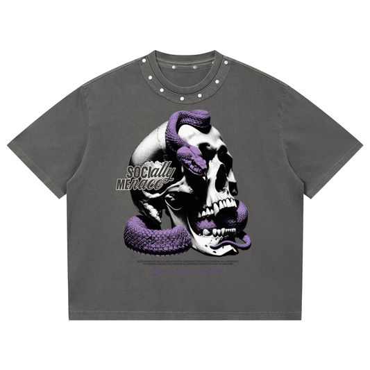 Unisex Washed Boxy Studded T-Shirt