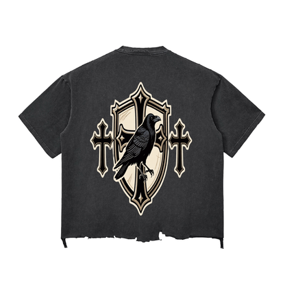 Snow Wash Raw-Hem Boxy T-shirt