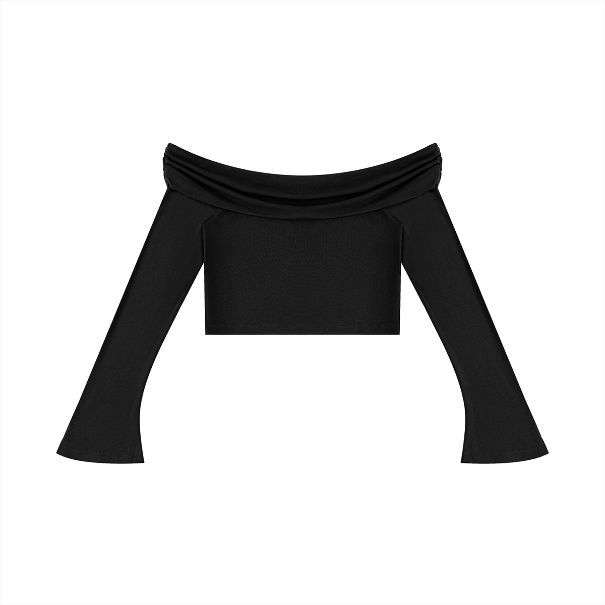Women's Off-the-Shoulder Bell Sleeve Crop T-Shirt