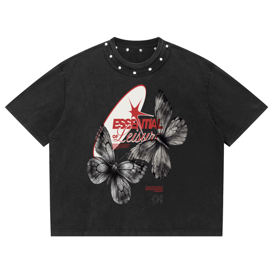 Unisex Washed Boxy Studded T-Shirt