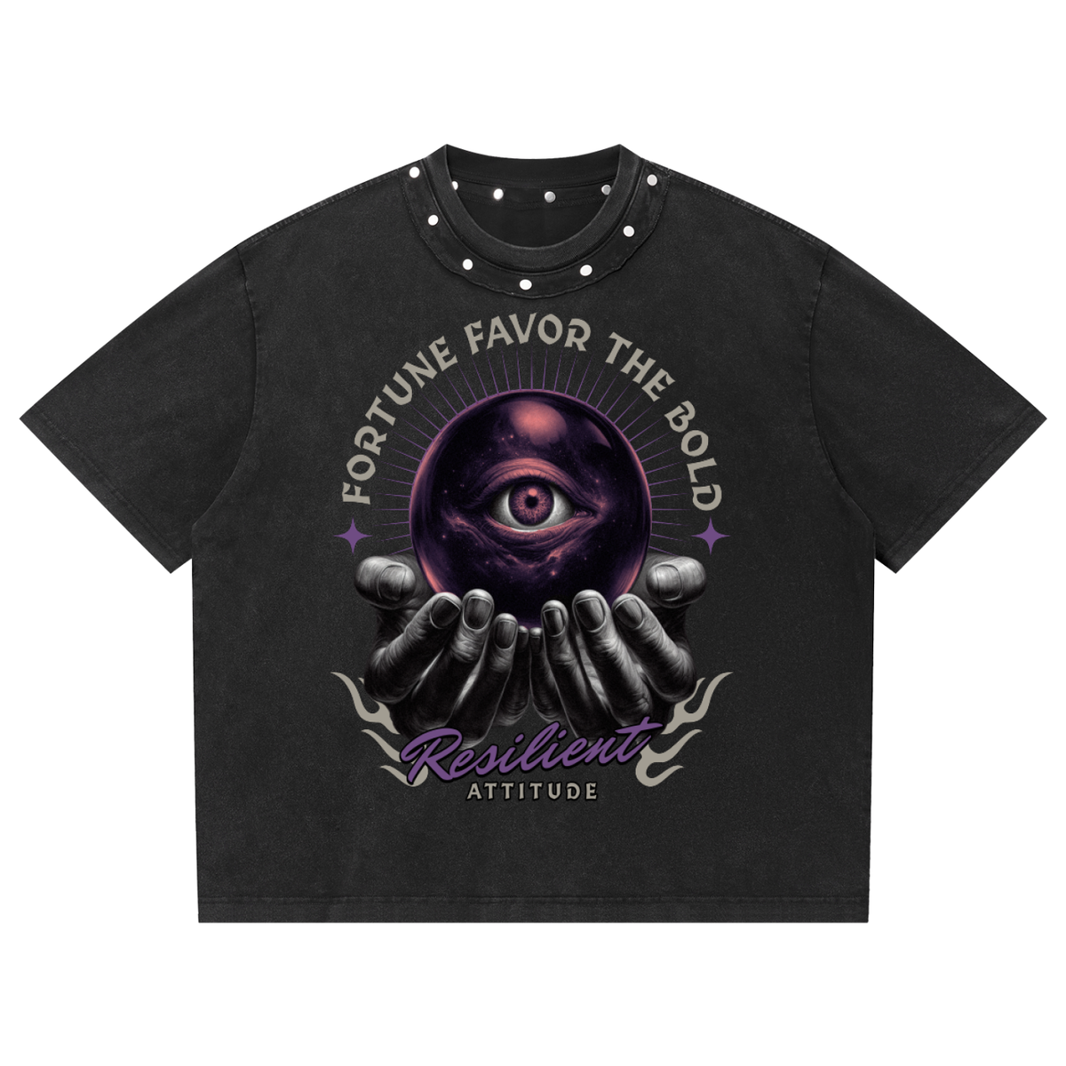 Unisex Washed Boxy Studded T-Shirt