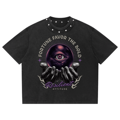Unisex Washed Boxy Studded T-Shirt