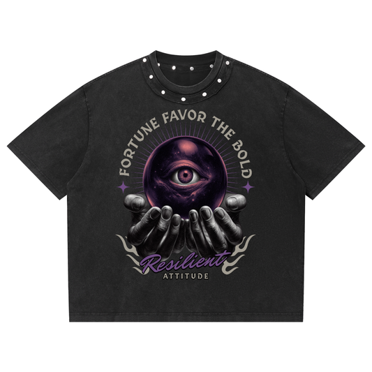 Unisex Washed Boxy Studded T-Shirt