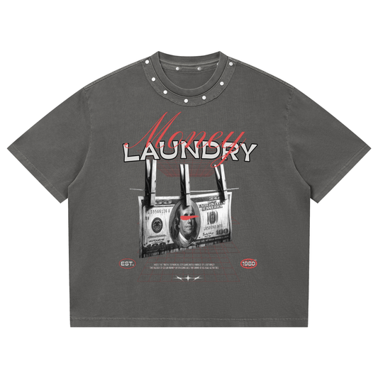 Unisex Washed Boxy Studded T-Shirt
