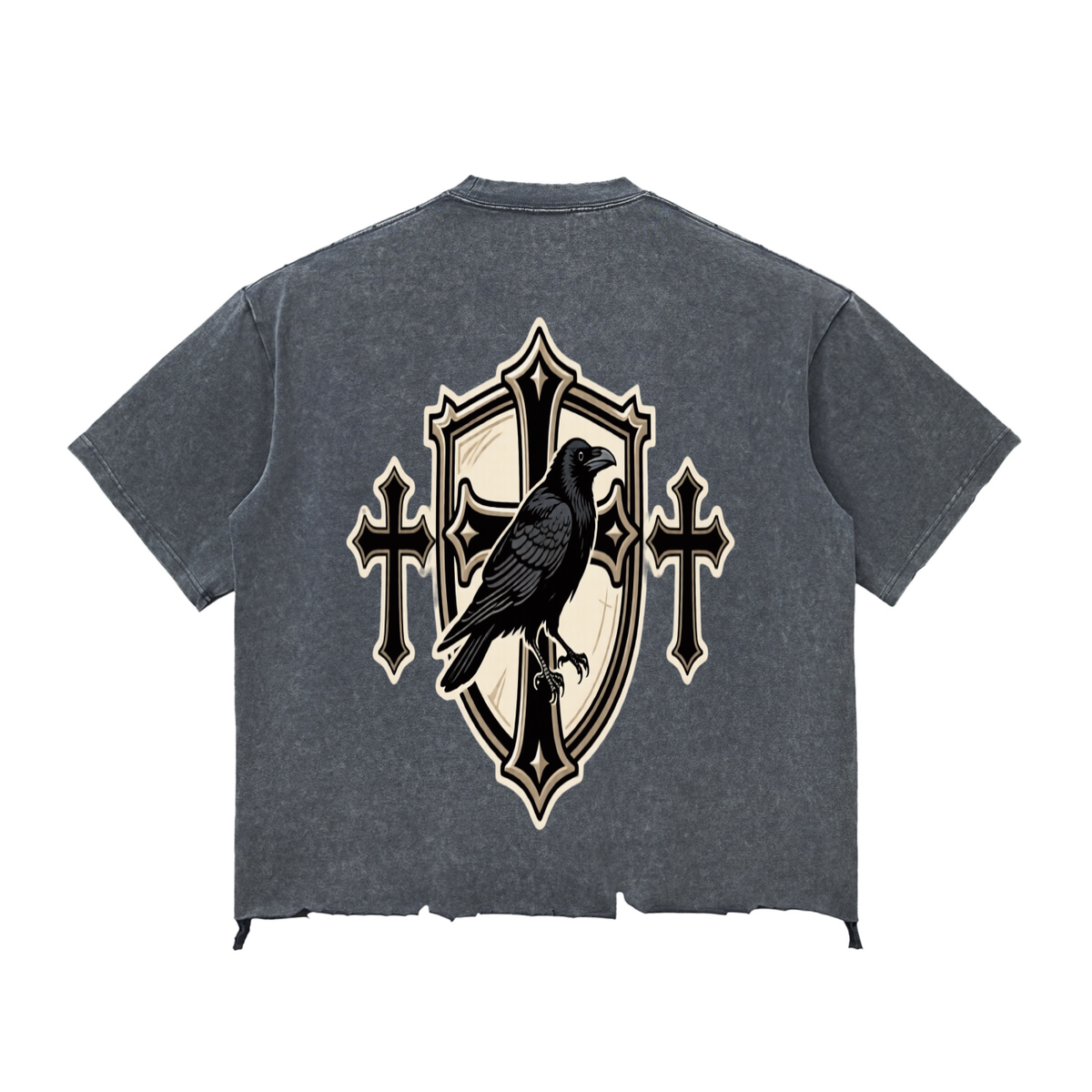 Snow Wash Raw-Hem Boxy T-shirt