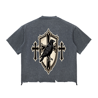 Snow Wash Raw-Hem Boxy T-shirt