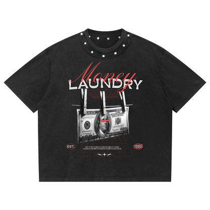 Unisex Washed Boxy Studded T-Shirt