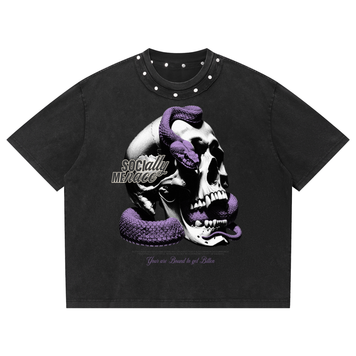 Unisex Washed Boxy Studded T-Shirt