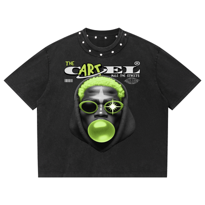 Unisex Washed Boxy Studded T-Shirt