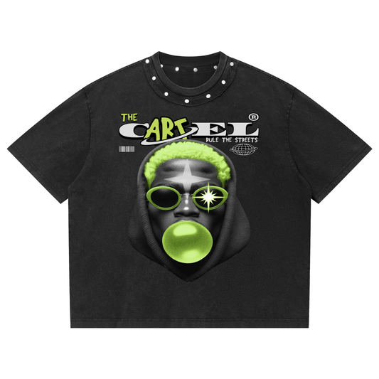 Unisex Washed Boxy Studded T-Shirt