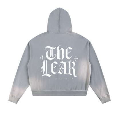 Sun Fade Frayed Raw Edge Fleece Zip Hoodie