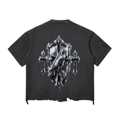 Snow Wash Raw-Hem Boxy T-shirt