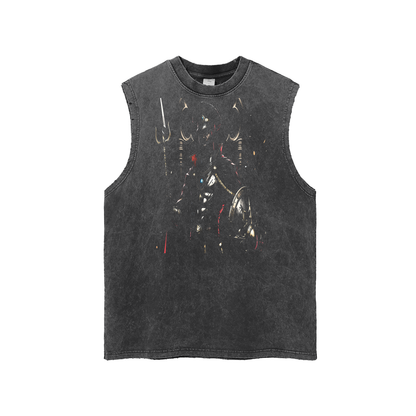 Snow Washed Frayed Hem Tank Top