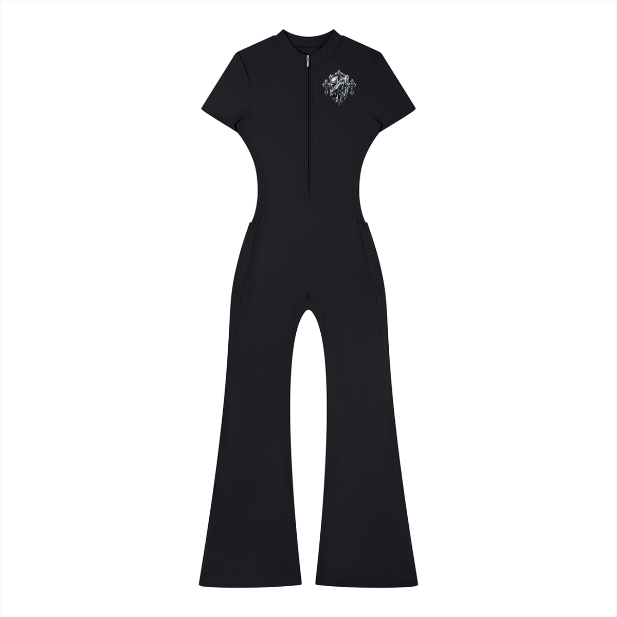 Women’s Tight Flared Leg Quarter-Zip Jumpsuit