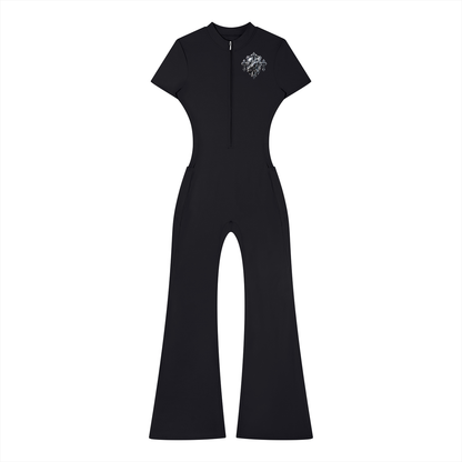 Women’s Tight Flared Leg Quarter-Zip Jumpsuit