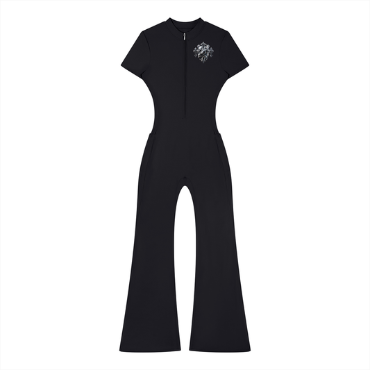 Women’s Tight Flared Leg Quarter-Zip Jumpsuit