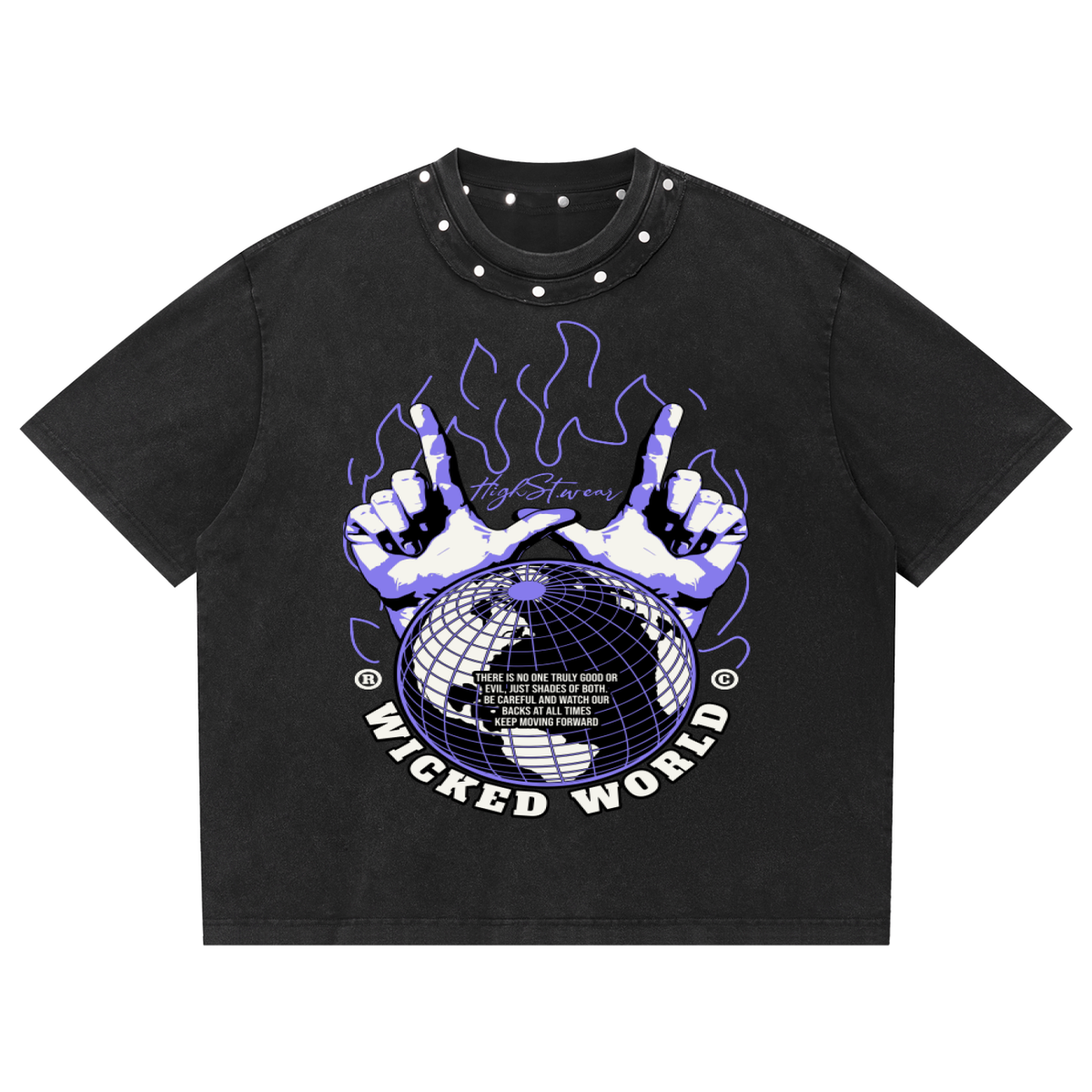 Unisex Washed Boxy Studded T-Shirt