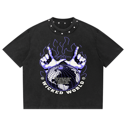 Unisex Washed Boxy Studded T-Shirt