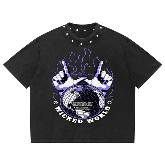 Unisex Washed Boxy Studded T-Shirt