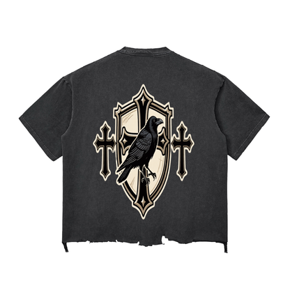 Snow Wash Raw-Hem Boxy T-shirt