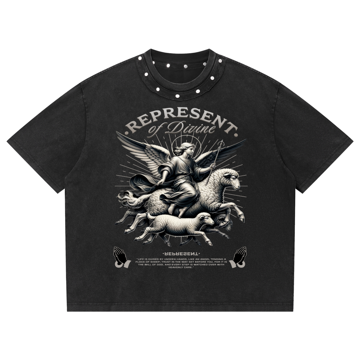 Unisex Washed Boxy Studded T-Shirt