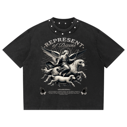Unisex Washed Boxy Studded T-Shirt