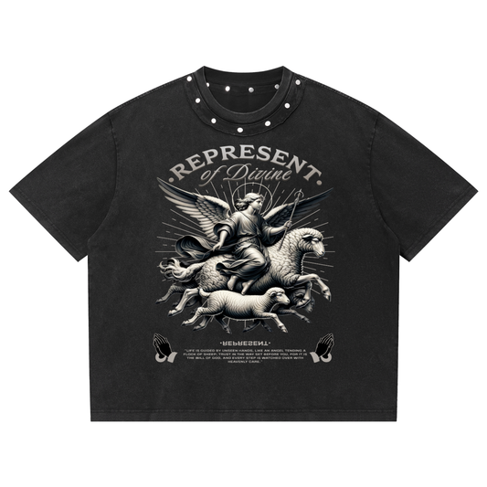Unisex Washed Boxy Studded T-Shirt